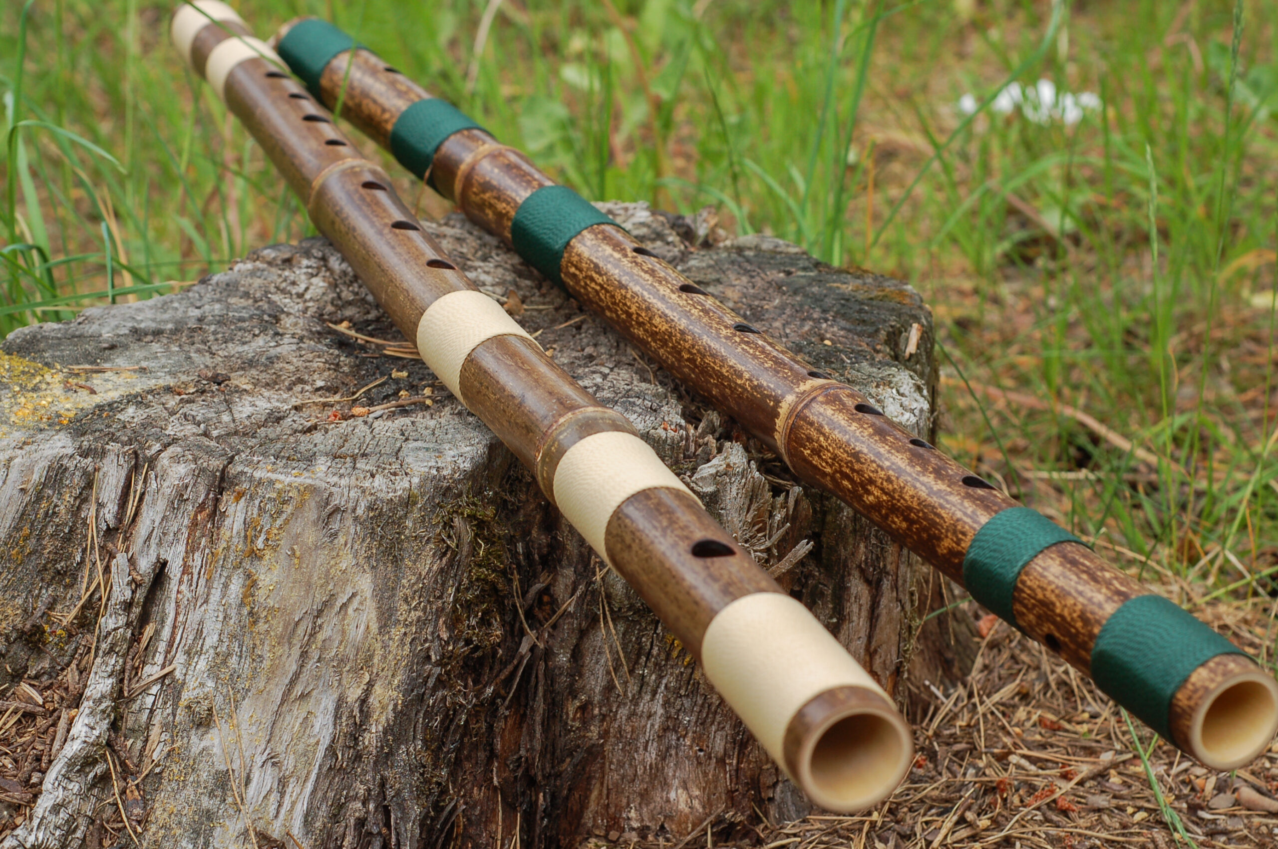 Concert Set F E Dark Bamboo Flutes 8 hole Abedabun Flutes